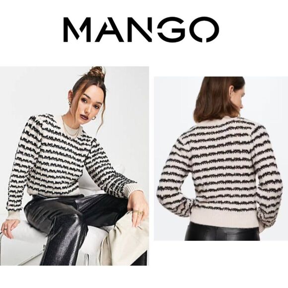 MNG (Mango) Black and White Knitted Sweater - Picture 1 of 9